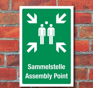 Schild Sammelstelle Sammelplatz Sammelpunkt Fluchtweg 3 mm Alu-Verbund