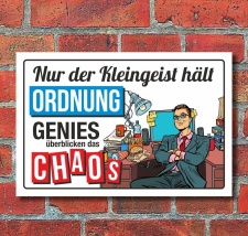 Schild Kleingeister halten Ordnung Genies...