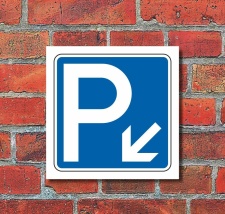 Schild Parkplatz Pfeil links abwärts Hinweisschild...