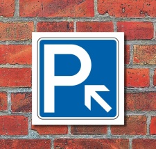 Schild Parkplatz Pfeil links aufwärts Hinweisschild...
