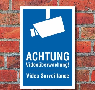 Schild Videoüberwachung videoüberwacht Video surveillance 3 mm Alu-Verbund