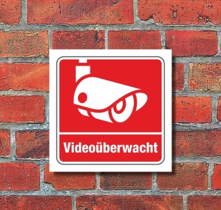 Schild Videoüberwacht Videoüberwachung Kamera Hinweisschild 200 x 200 mm