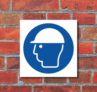 Schild Kopfschutz benutzen Gebotsschild Hinweisschild 200 x 200 mm