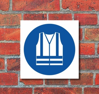 Schild Warnweste benutzen Gebotsschild Hinweisschild 200 x 200 mm