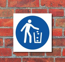 Schild Abfallbehälter benutzen Gebotsschild...