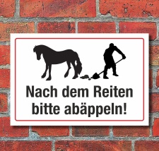 Schild Nach dem Reiten abäppeln Pferdeäpfel 3...