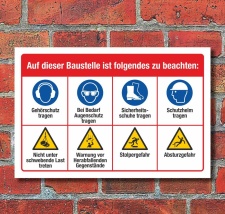 Schild Baustellenschild Sicherheitshinweise Gebote...