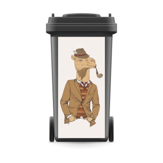 Mülltonnenaufkleber Mülltonne Mülleimer Abfalltonne Tier Kamel Anzug Pfeife- 720 x 320 mm