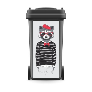 Mülltonnenaufkleber Mülltonne Mülleimer Abfalltonne Tier Waschbär Hipster