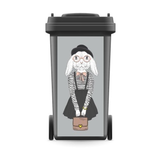 Mülltonnenaufkleber Mülltonne Mülleimer Abfalltonne Tier Hase Dame Mädchen Kleid