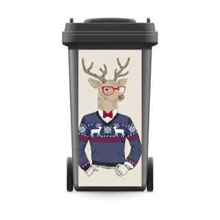 Mülltonnenaufkleber Mülltonne Mülleimer Abfalltonne Tier Hirsch Hipster Brille