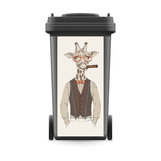 Mülltonnenaufkleber Mülltonne Mülleimer Abfalltonne Tier Giraffe Hipster Zigarre- 740 x 370 mm