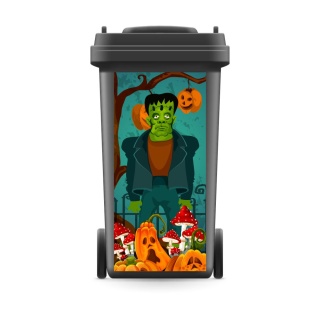 Mülltonnenaufkleber Mülltonne Mülleimer Frankenstein Monster Kürbis Halloween