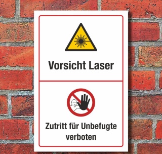 Schild Vorsicht Laser Feuer Licht Rauchen verboten 3 mm Alu-Verbund 300 x 200 mm