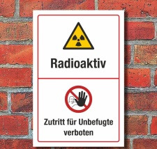 Schild Radioaktiv Feuer Licht Rauchen verboten 3 mm...