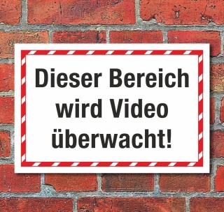 Schild Dieser Bereich wird Videoüberwacht Hinweisschild 3 mm Alu-Verbund 300 x 200 mm