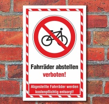 Schild Fahrräder abstellen verboten Entsorgen...