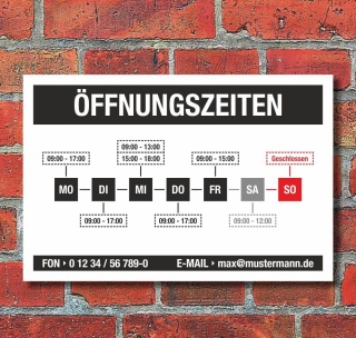 Schild Öffnungszeiten Geschäftszeiten Schaufenster Laden Büro - Mit Ihren Daten