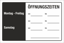Schild Öffnungszeiten Geschäftszeiten Schaufenster Laden Büro 3 mm Alu-Verbund