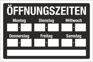Schild Öffnungszeiten Motiv 2 - Rot - 300 x 200 mm