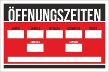 Schild Öffnungszeiten - Rot 300 x 200 mm