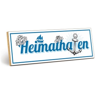 Vintage Shabby Holzschild "Wand Heimathafen Rose Anker" – Dekoschild aus Holz 30x10 cm
