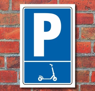 Schild Parkplatz Stellplatz E Scooter Tretroller Hinweisschild 3 mm Alu-Verbund - 450 x 300 mm