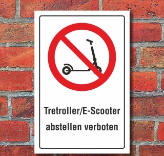 Schild Abstellen verboten E Scooter Tretroller Hinweisschild 3 mm Alu-Verbund 450 x 300