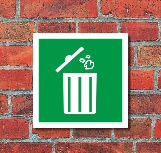 Schild Mülleimer Mülltonne Abfalleimer Abfallbehälter Hinweisschild 200 x 200 mm - Grün