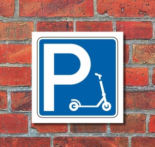 Schild Parkplatz Stellplatz E Scooter Tretroller Hinweisschild 3 mm Alu-Verbund
