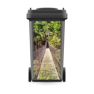 Mülltonnenaufkleber Mülltonne Mülleimer Abfalltonne Hängebrücke Wald Brücke