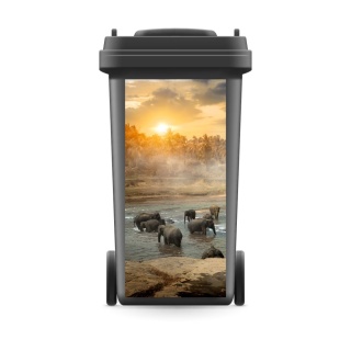 Mülltonnenaufkleber Mülltonne Mülleimer Abfalltonne Sticker Elefanten Tierwelt