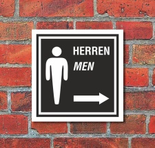 Schild WC Toilette Klo Herren Pfeil rechts Türschild...