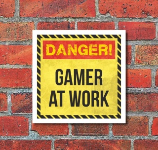 Schild Gamer at Work Zocker Spieler Geburtstag Geschenk Feier 400 x 400 mm