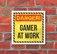 Schild Gamer at Work Zocker Spieler Geburtstag Geschenk...