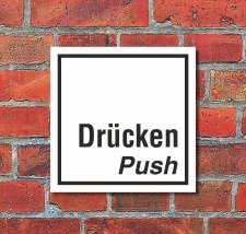 Schild Drücken Push Hinweis Türschild...
