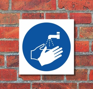 Schild Hände waschen Gebotsschild Hinweisschild 400 x 400 mm