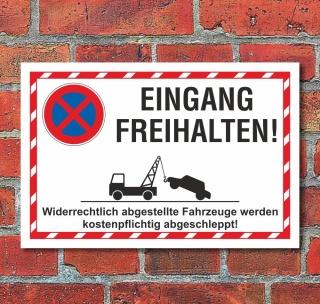 Schild Parkverbot Halteverbot Eingang freihalten 3 mm Alu-Verbund - 300 x 200 mm