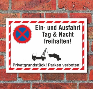 Schild Parkverbot Halteverbot Ein- und Ausfahrt freihalten Privat Alu-Verbund - 300 x 200 mm
