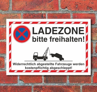 Schild Parkverbot Halteverbot Parken verboten Ladezone 3 mm Alu-Verbund - 450 x 300 mm