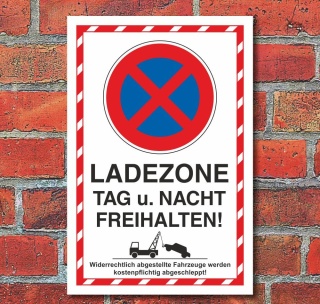 Schild Parkverbot Parken verboten Halteverbot Ladezone 3 mm Alu-Verbund - 600 x 400 mm