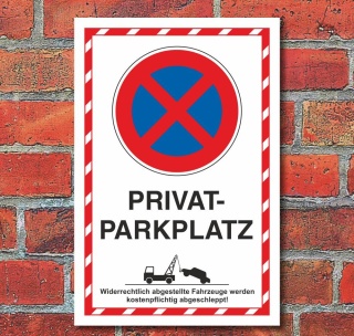 Schild Parkverbot Halteverbot Privatparkplatz Hochkant 3 mm Alu-Verbund - 600 x 400 mm