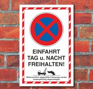 Schild Parkverbot Halteverbot Ein- und Ausfahrt Hochkant 3 mm Alu-Verbund - 300 x 200 mm