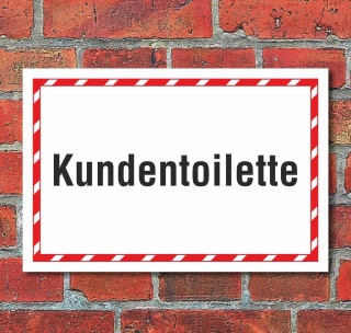 Schild WC Klo Kundentoilette, roter Rahmen 3 mm Alu-Verbund