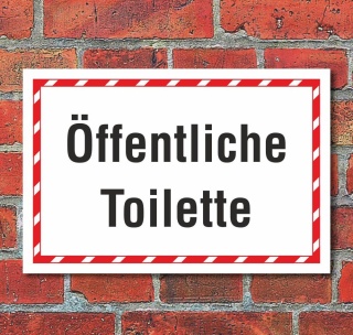 Schild WC Klo Öffentliche Toilette, roter Rahmen 3 mm Alu-Verbund