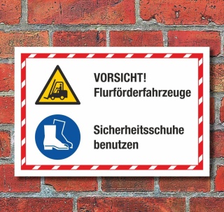 Kombischild Flurförderfahrzeuge Sicherheitsschuhe benutzen 3 mm Alu-Verbund