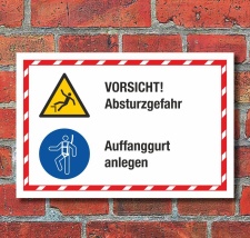 Kombischild Vorsicht Absturzgefahr Auffanggurt anlegen 3...