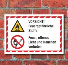 Kombischild Feuergefährliche Stoffe Feuer Licht...
