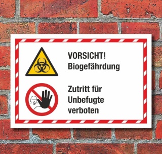 Kombischild Biogefährdung Zutritt für Unbefugte verboten 3 mm Alu-Verbund