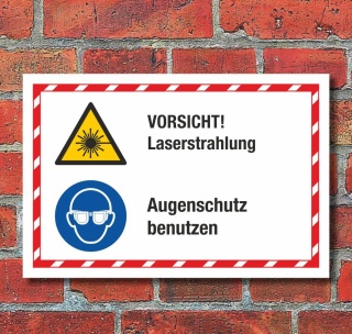 Kombischild Vorsicht Laserstrahlung Augenschutz benutzen 3 mm Alu-Verbund